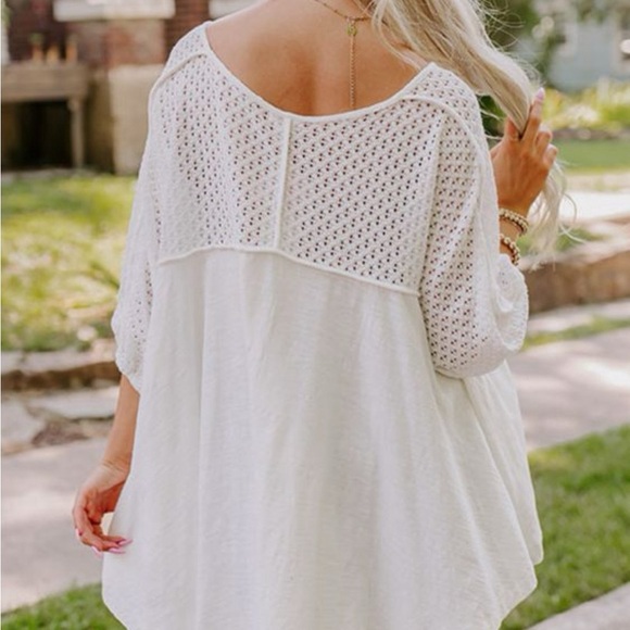 *NEW* White Crochet Sleeve Boho Top | Sizes S, XL - Picture 2 of 9